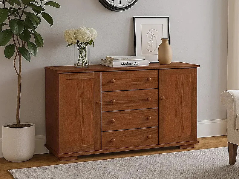 Komoda 137 cm Modern II drewniana, kolor kasztan