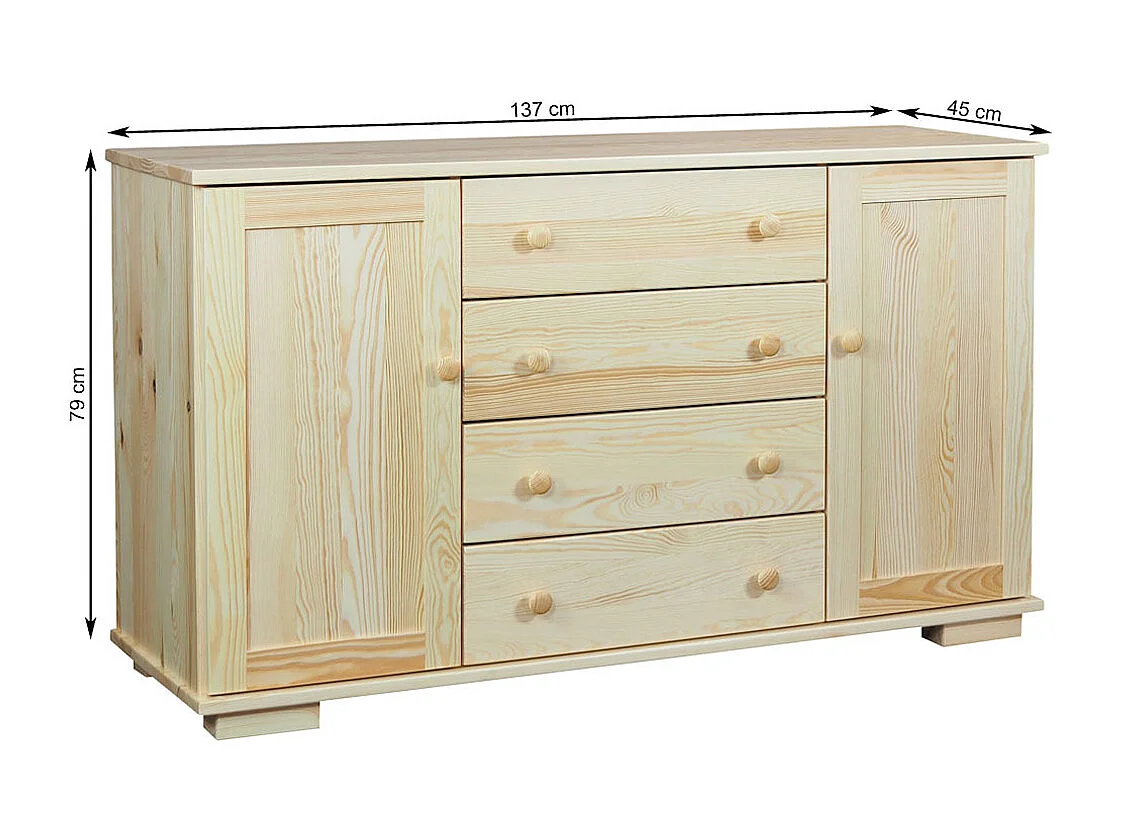 Komoda 137 cm Modern II drewniana, kolor kasztan