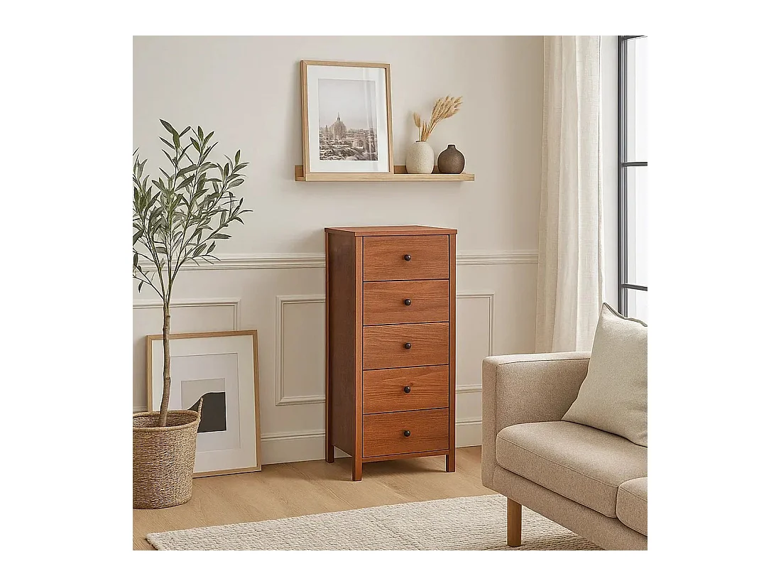 Komoda Prestige I drewniana z szufladami, kolor kasztan