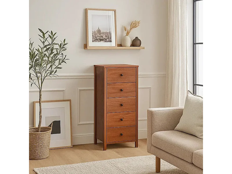 Komoda Prestige I drewniana z szufladami, kolor kasztan