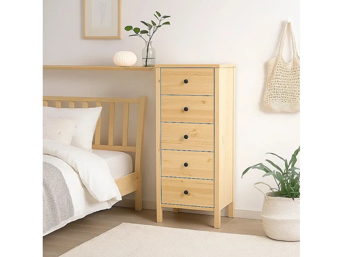 Komoda Prestige I drewniana z szufladami, kolor sosnowy