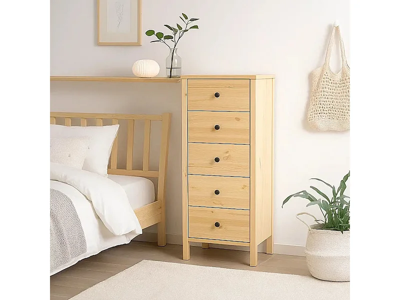 Komoda Prestige I drewniana z szufladami, kolor sosnowy