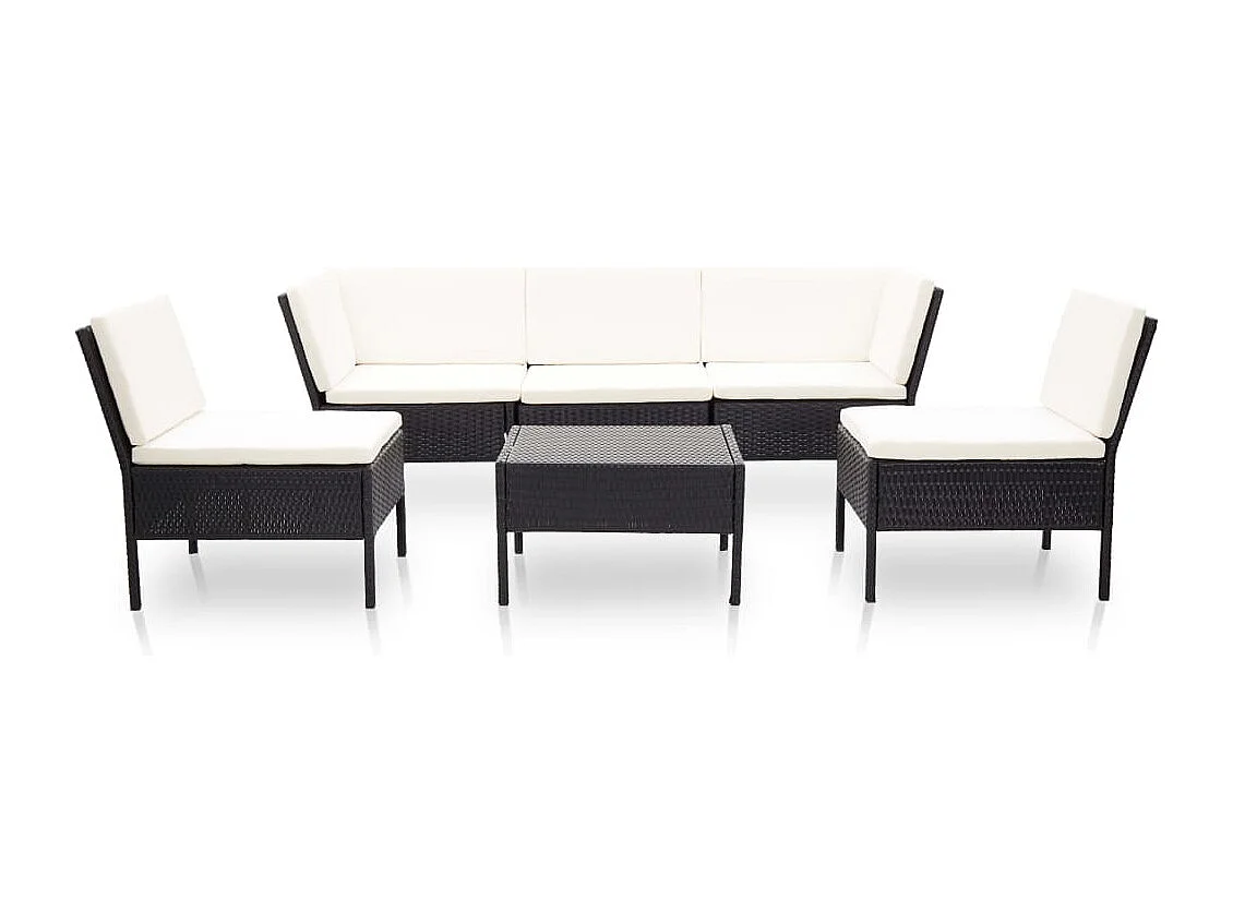 Conjunto de muebles de jardín de ratán sintético tejido a mano, sofá empalmable, mesa de centro, 6 piezas, sofá esquinero para salón de patio