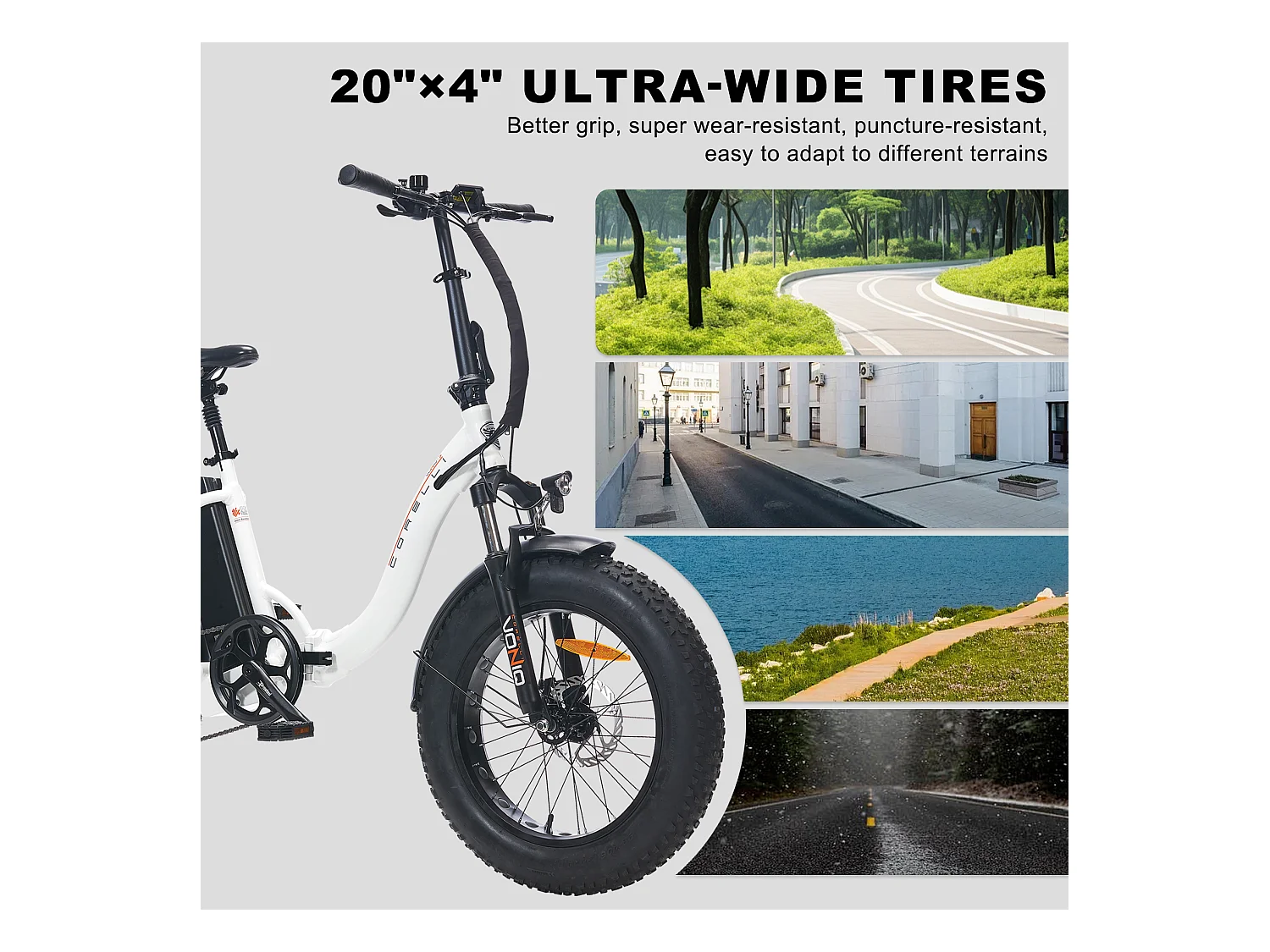 Vélo électrique pliant blanc 20 pouces – Léger, puissant et ultra-pratique – Batterie 36 V