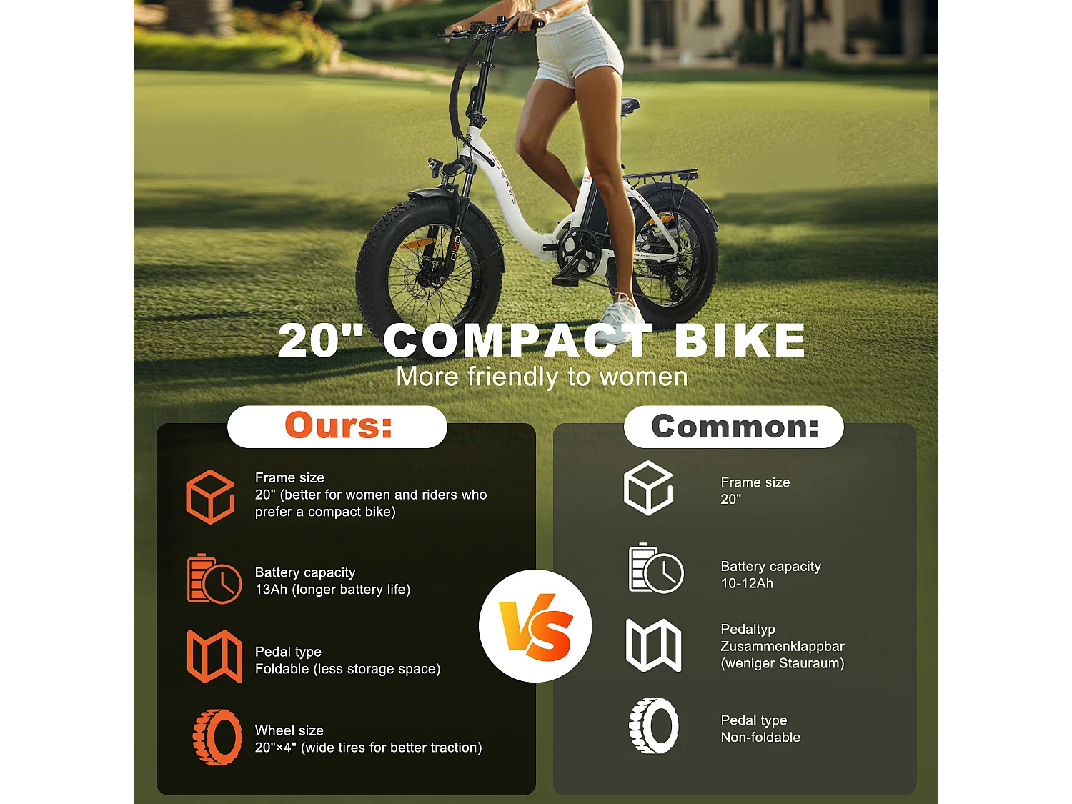 Vélo électrique pliant blanc 20 pouces – Léger, puissant et ultra-pratique – Batterie 36 V