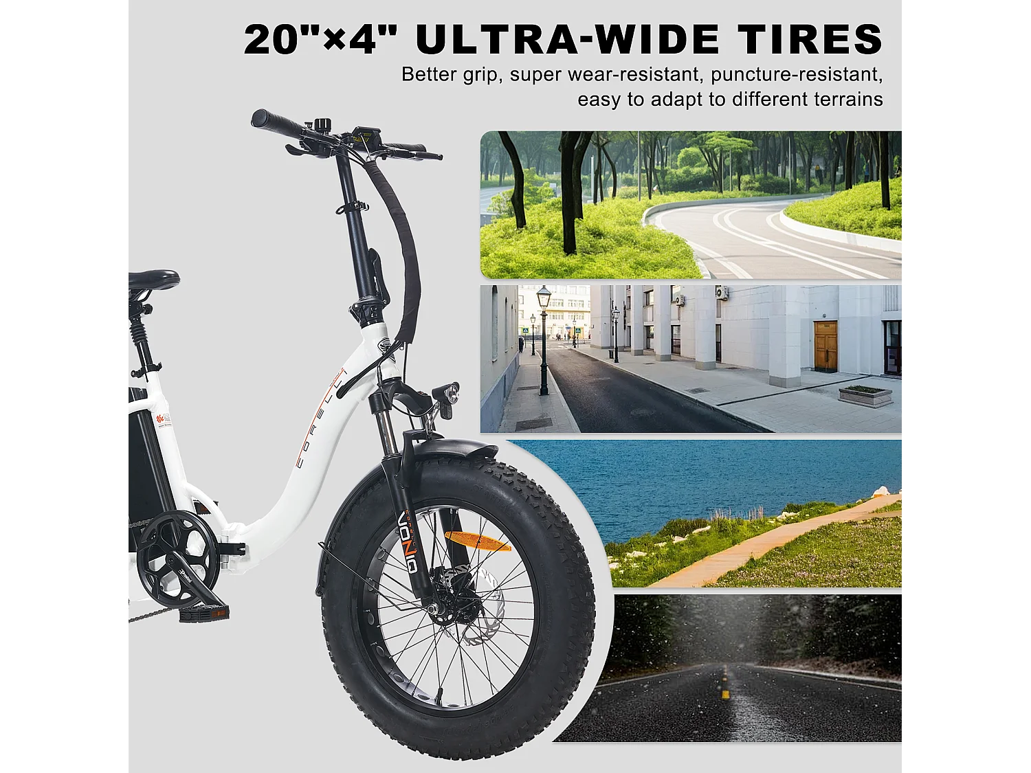 Vélo électrique pliant blanc 20 pouces – Léger, puissant et ultra-pratique – Batterie 36 V