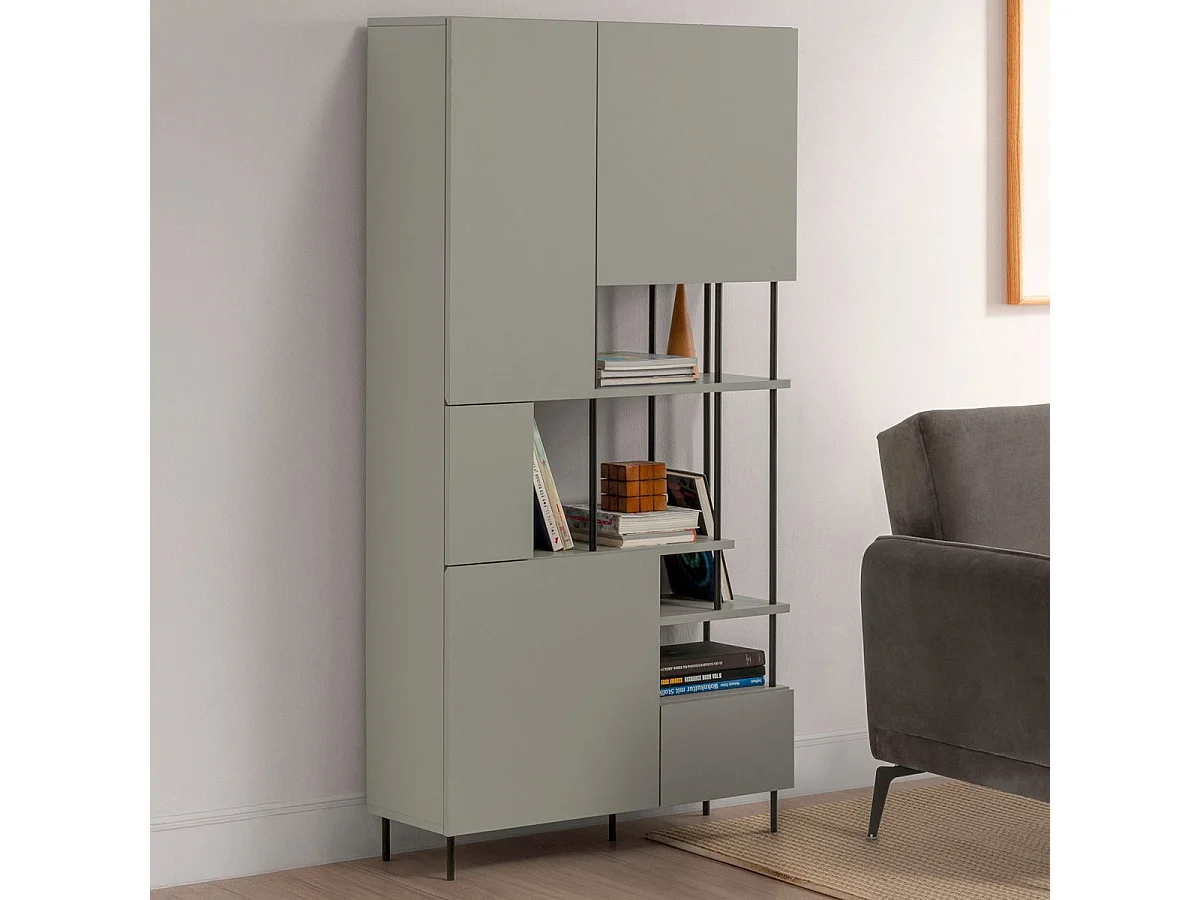 Boekenkast Perla - 84x34x175cm - Zwart