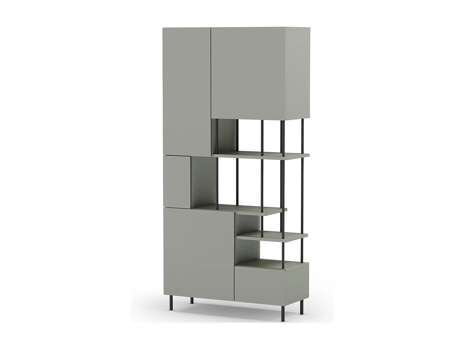 Bibliothèque 5 portes vert H175 cm - Lise