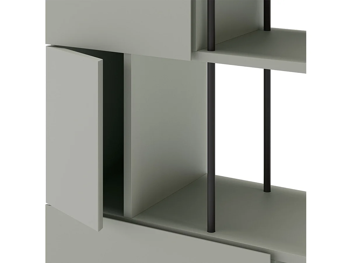 Bibliothèque 5 portes vert H175 cm - Lise