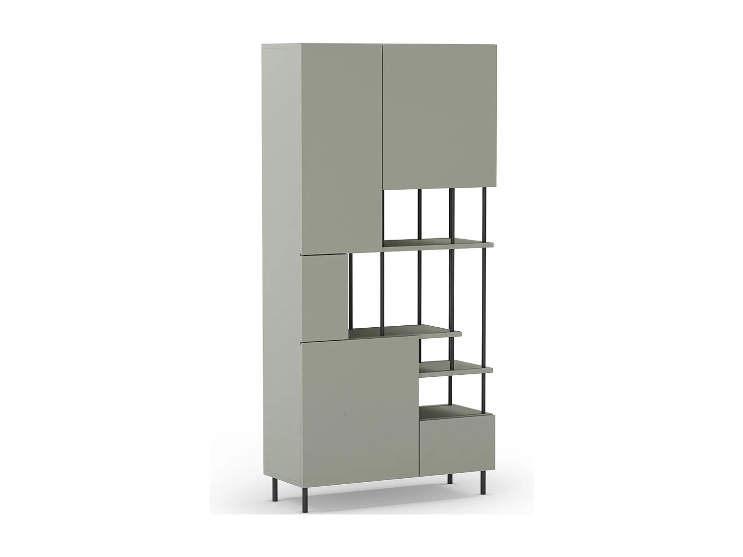 Bibliothèque 5 portes vert H175 cm - Lise