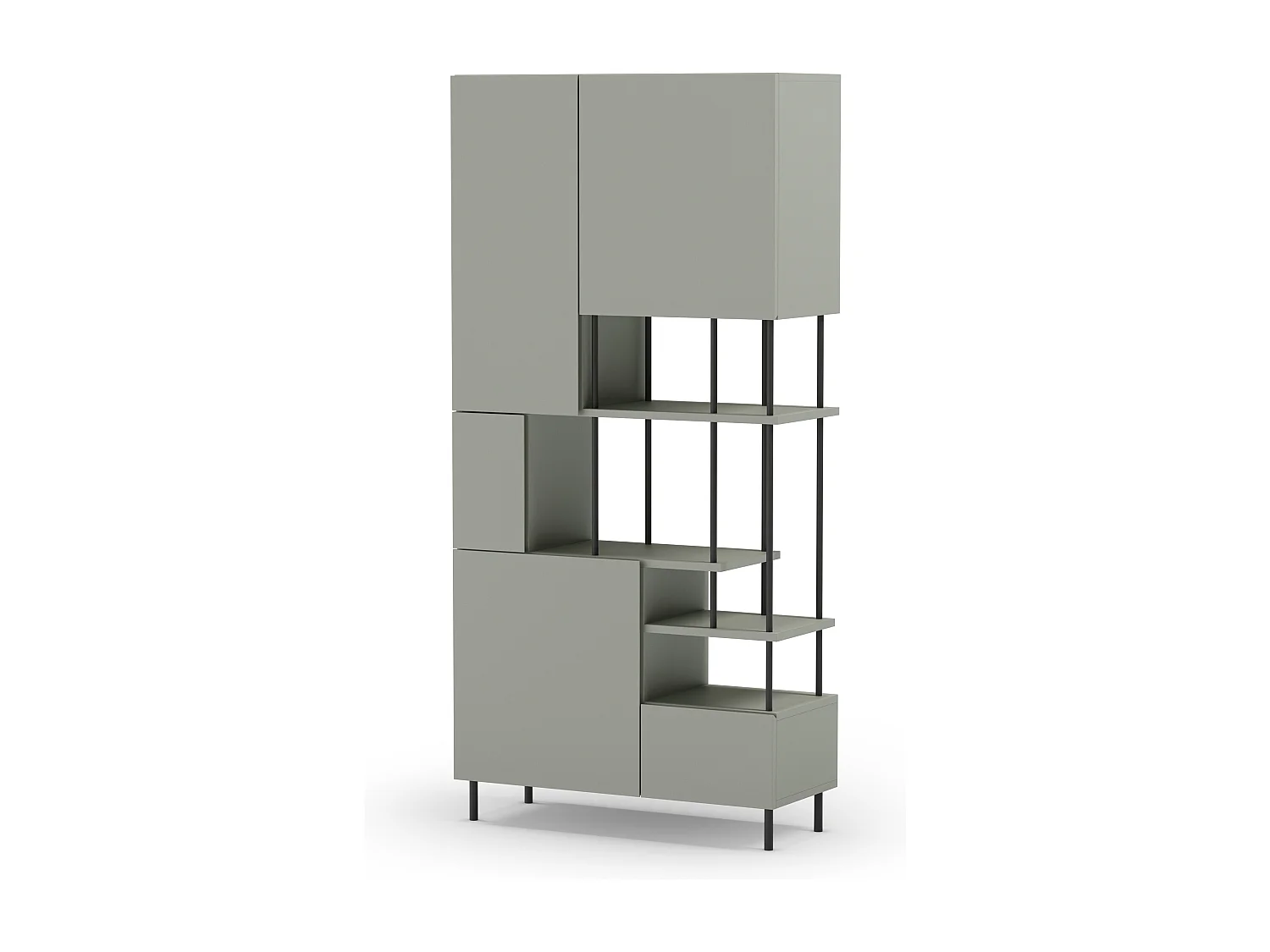 Bibliothèque 5 portes vert H175 cm - Lise