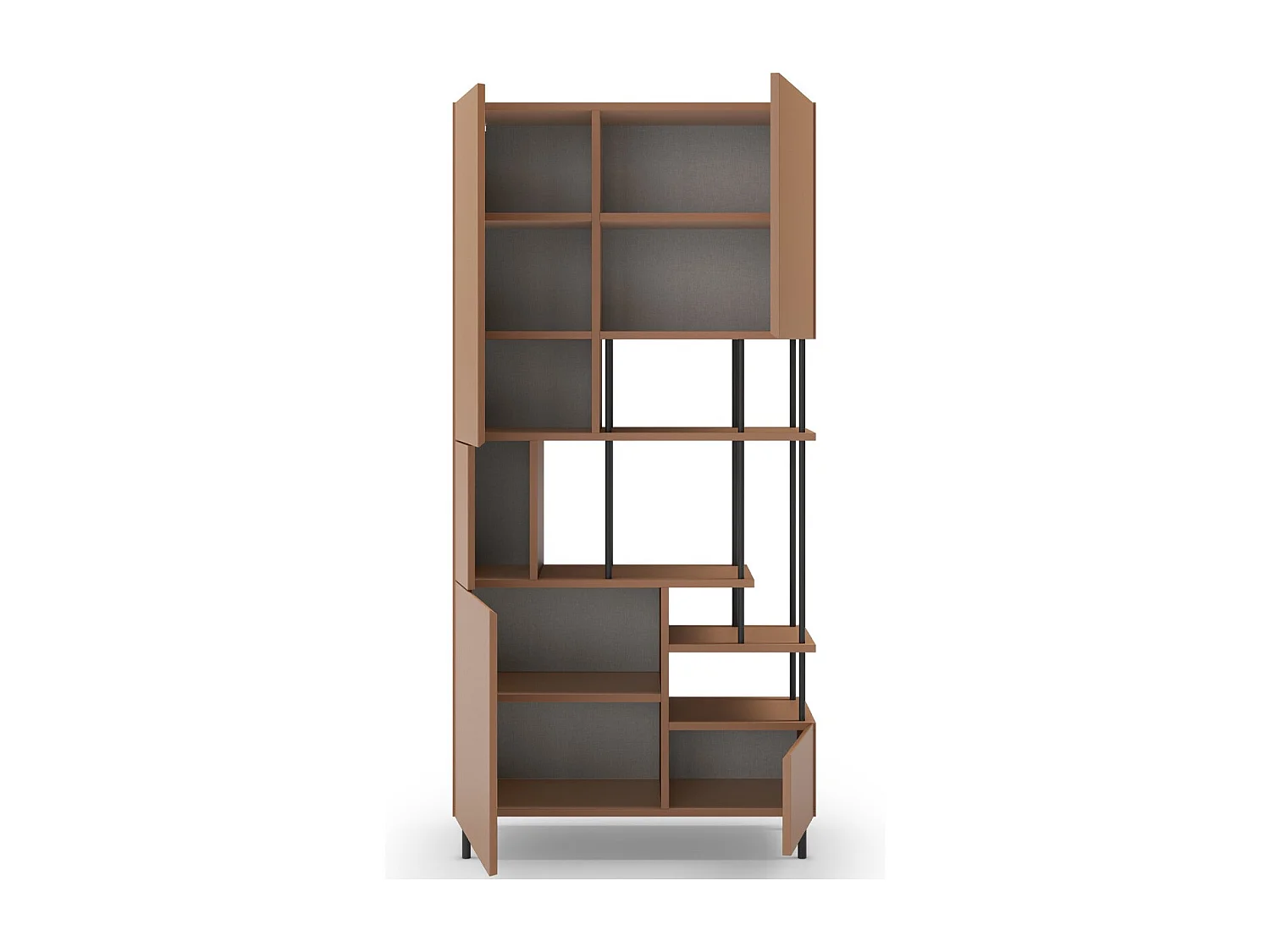 Bibliothèque 5 portes terracotta H175 cm - Lise