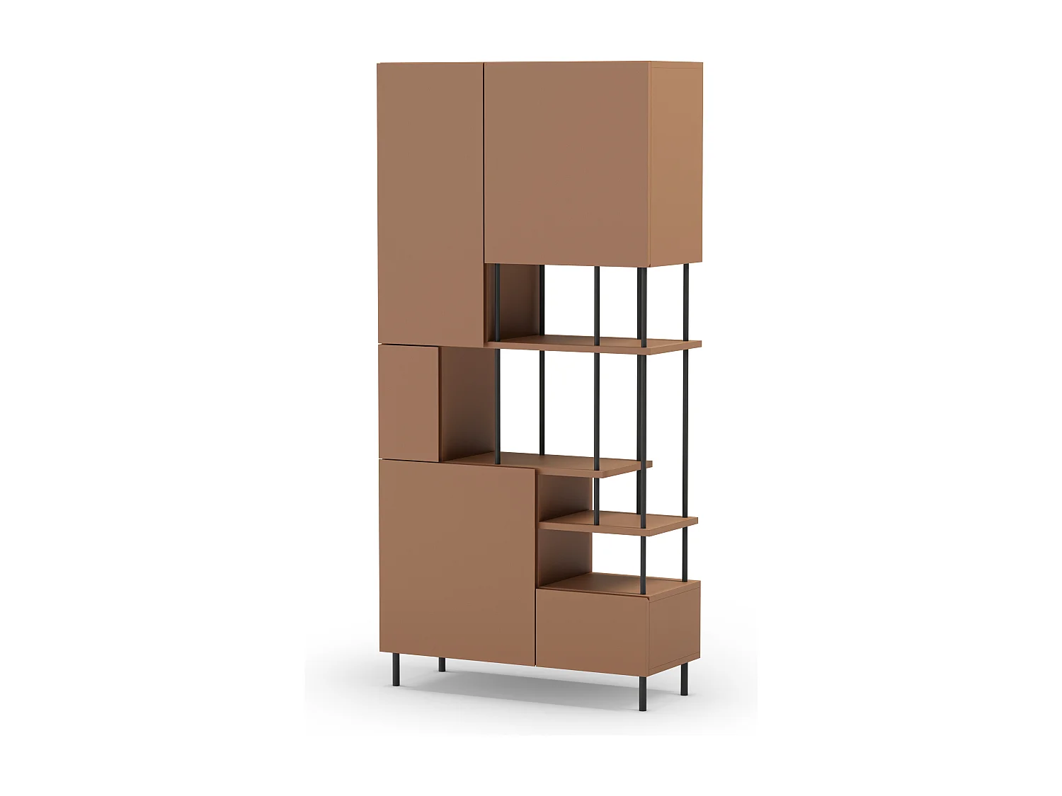 Bibliothèque 5 portes terracotta H175 cm - Lise