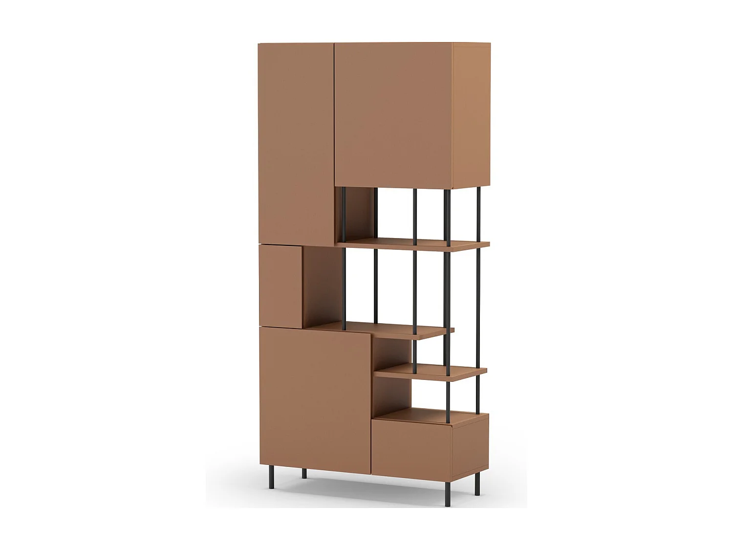 Bibliothèque 5 portes terracotta H175 cm - Lise