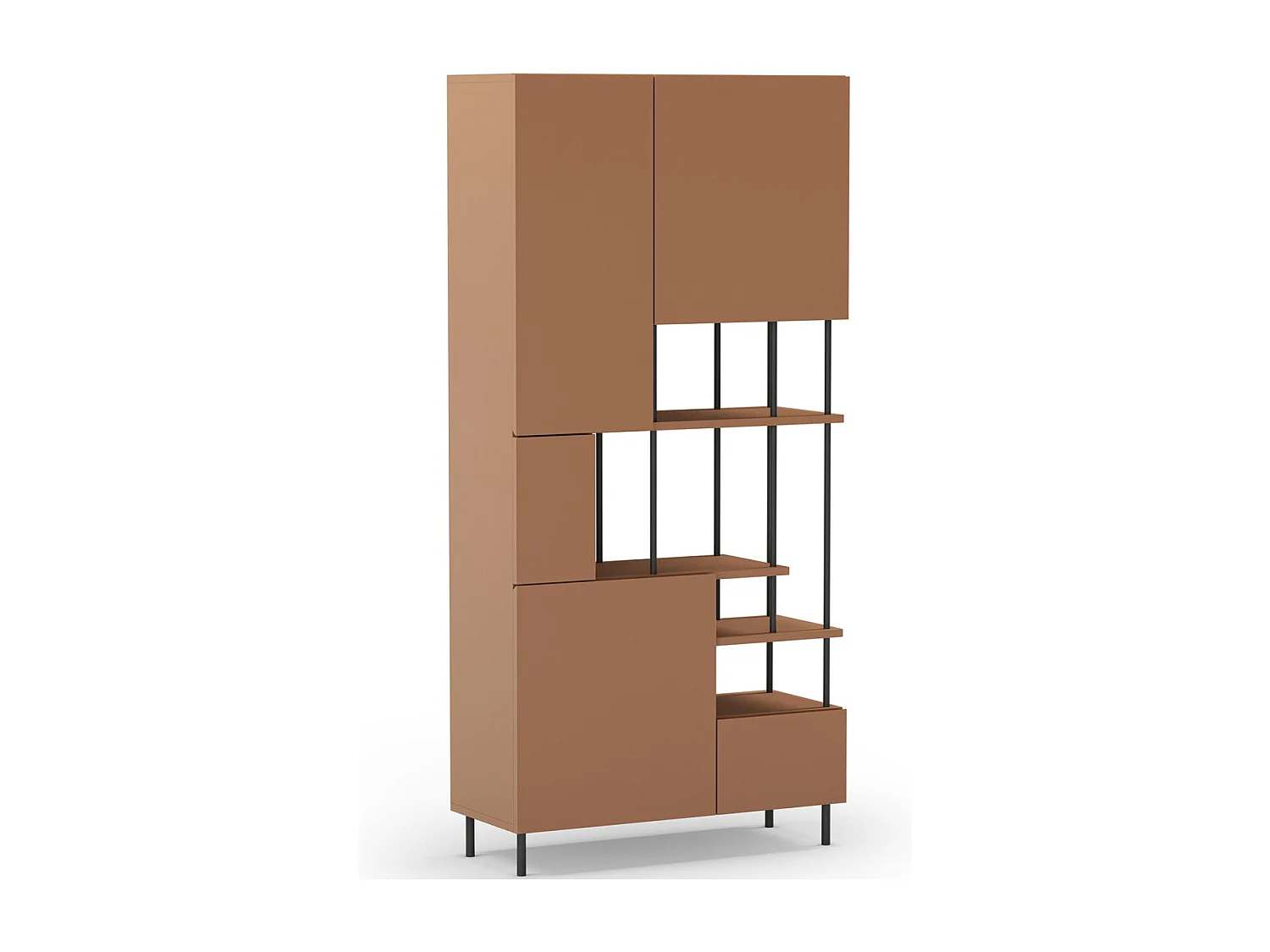 Bibliothèque 5 portes terracotta H175 cm - Lise