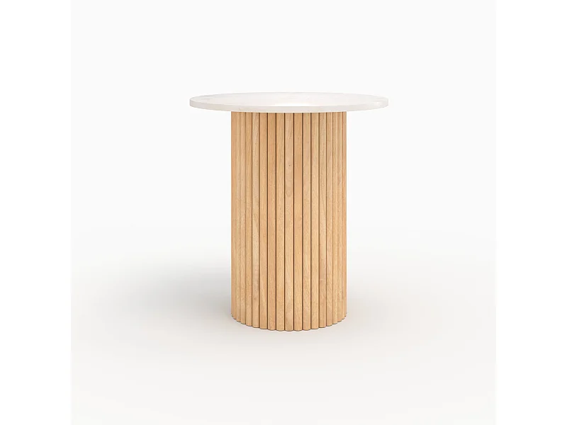 Table d'appoint en marbre et bois de manguier D40 cm - Agathe