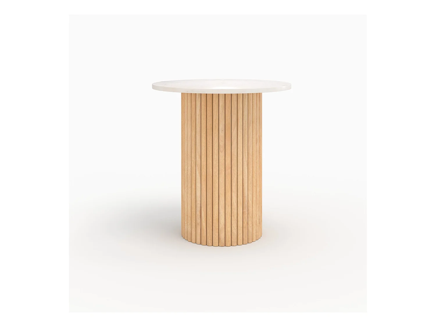Table d'appoint en marbre et bois de manguier D40 cm - Agathe
