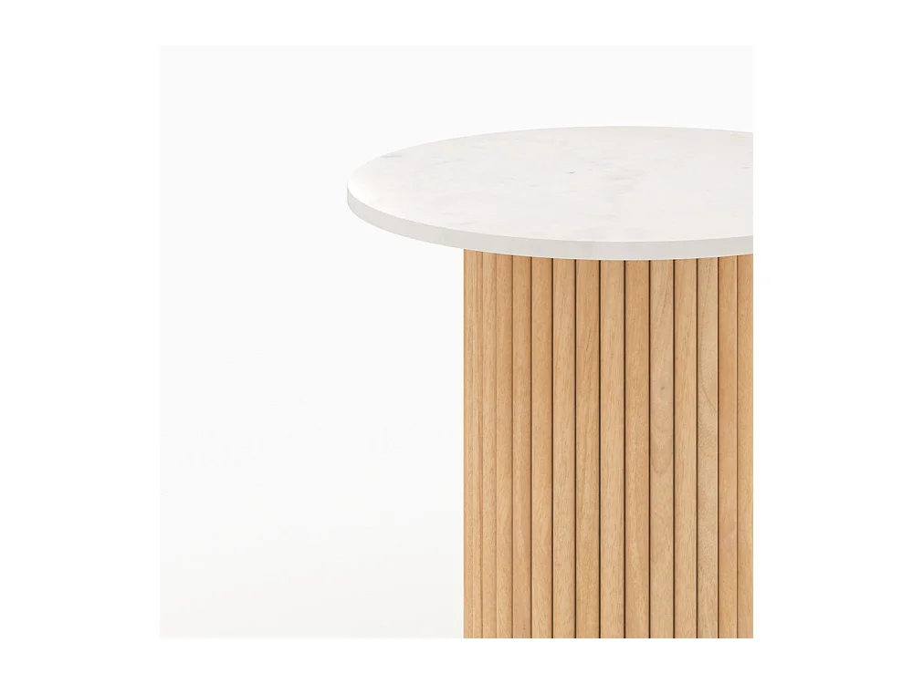 Table d'appoint en marbre et bois de manguier D40 cm - Agathe