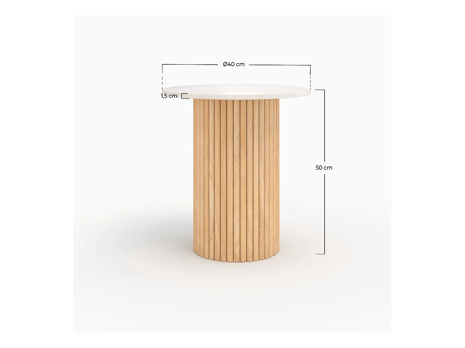 Table d'appoint en marbre et bois de manguier D40 cm - Agathe