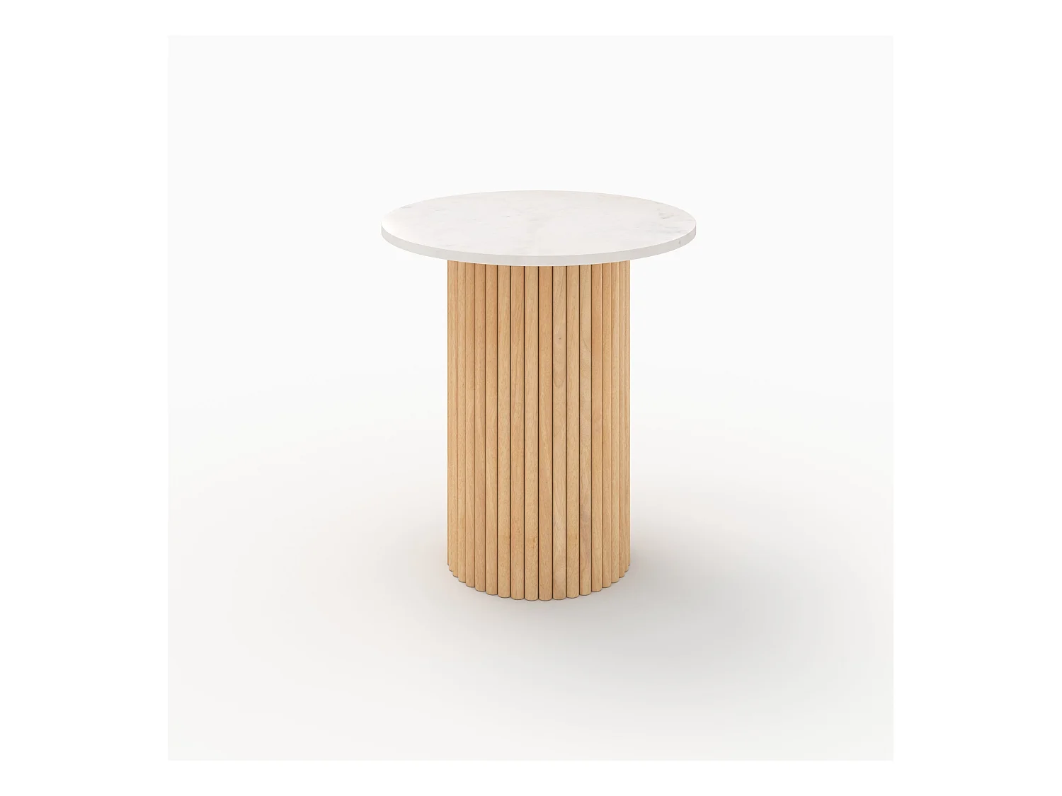Table d'appoint en marbre et bois de manguier D40 cm - Agathe