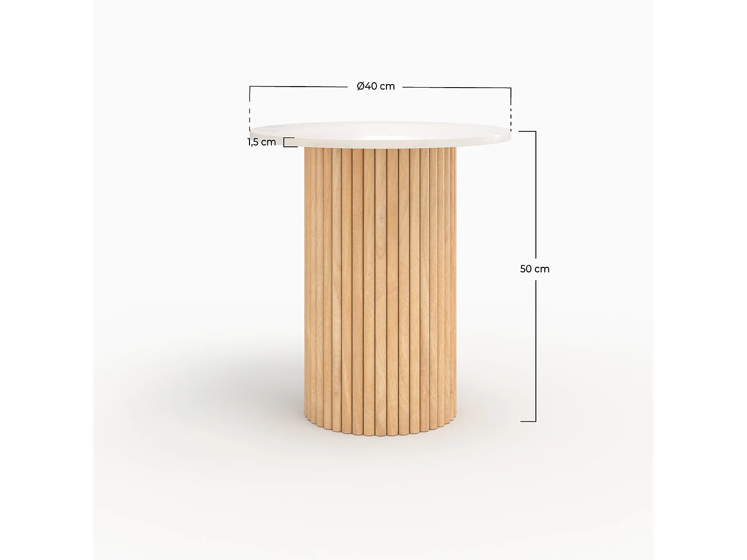 Tavolino in marmo e legno di mango D40 cm - Agathe