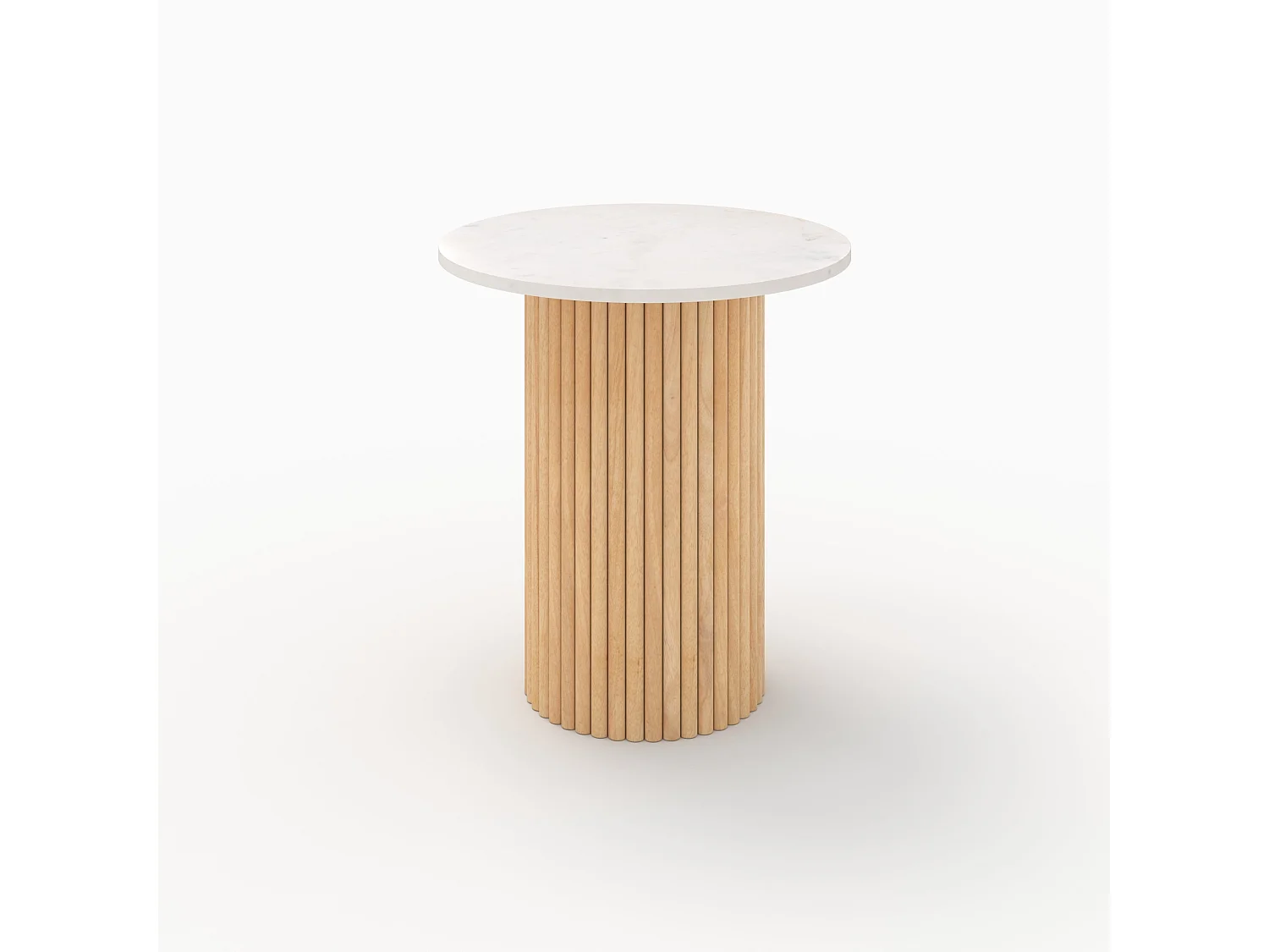 Tavolino in marmo e legno di mango D40 cm - Agathe