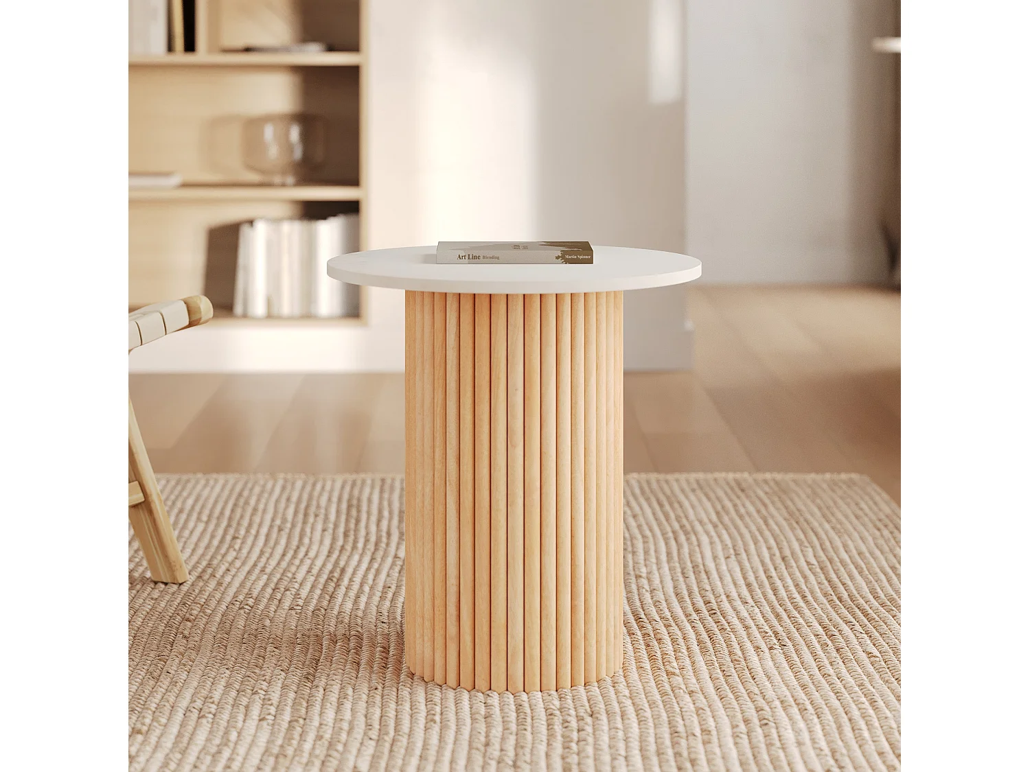 Tavolino in marmo e legno di mango D40 cm - Agathe