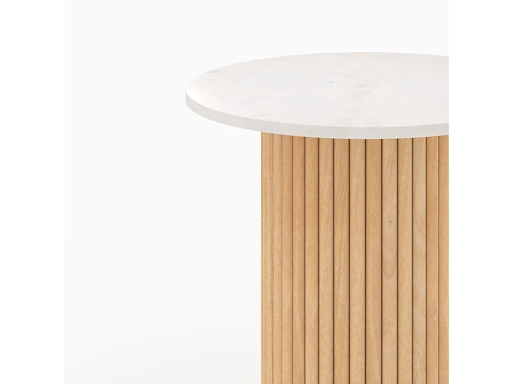 Tavolino in marmo e legno di mango D40 cm - Agathe