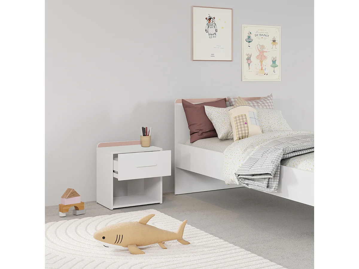 Chevet 1 tiroir blanc mat L40 cm ARLO