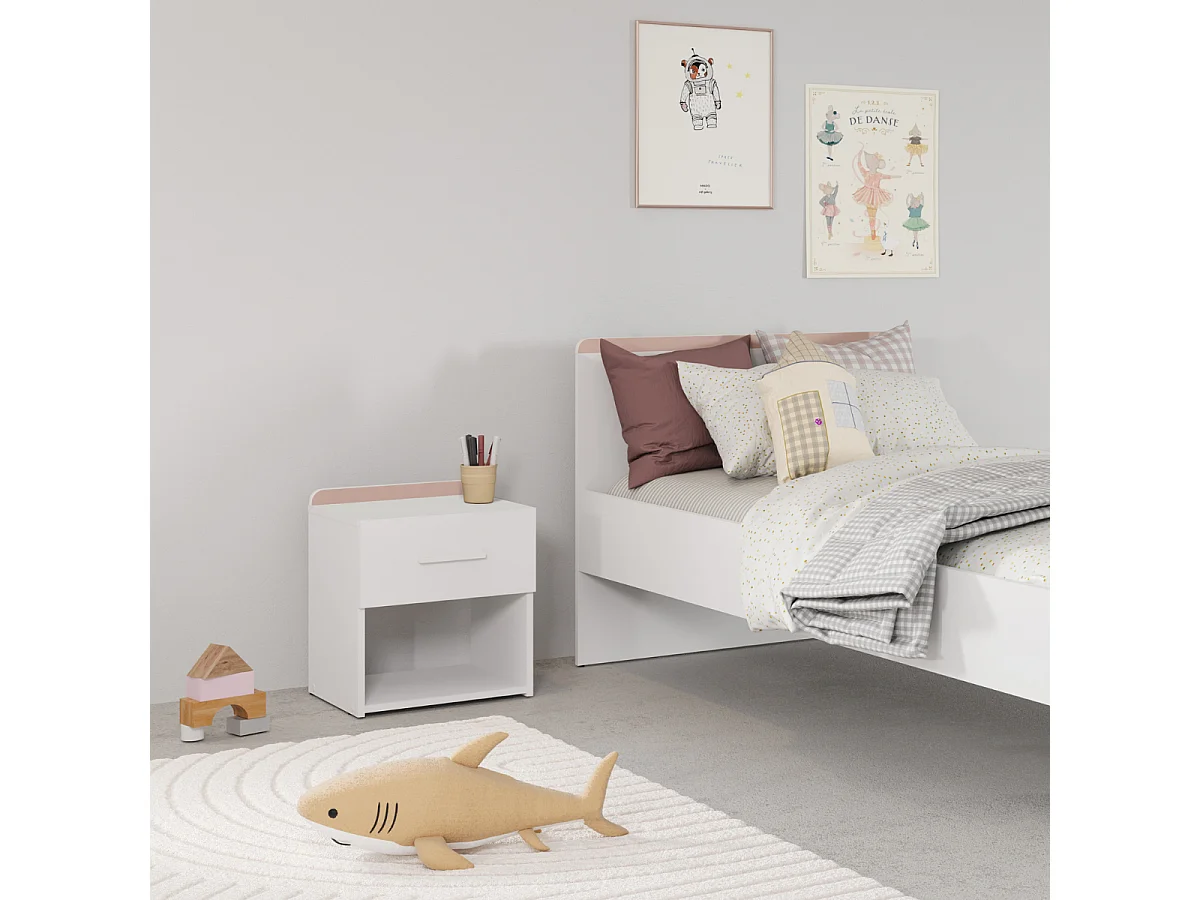 Chevet 1 tiroir blanc mat L40 cm ARLO