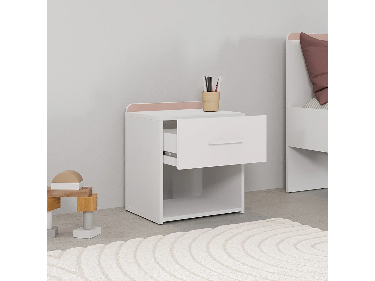 Chevet 1 tiroir blanc mat L40 cm ARLO