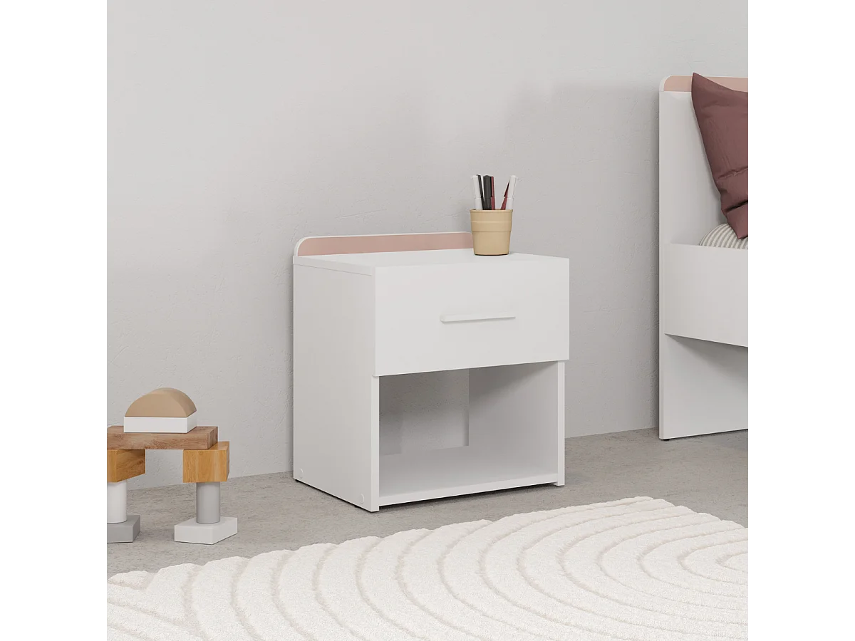 Chevet 1 tiroir blanc mat L40 cm ARLO