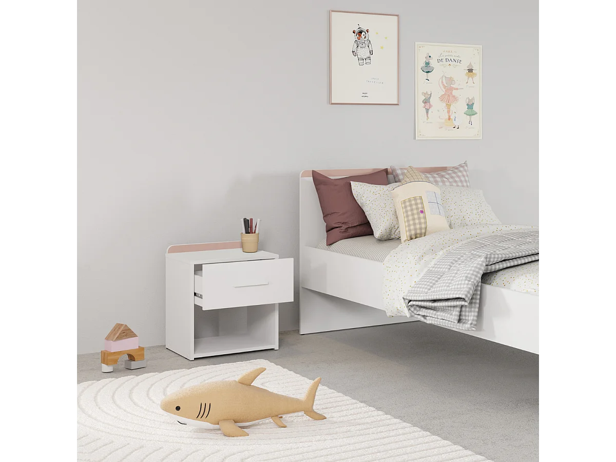 Chevet 1 tiroir blanc mat L40 cm ARLO