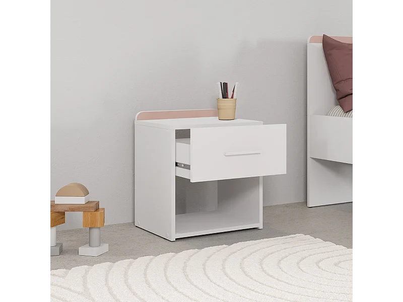 Chevet 1 tiroir blanc mat L40 cm ARLO