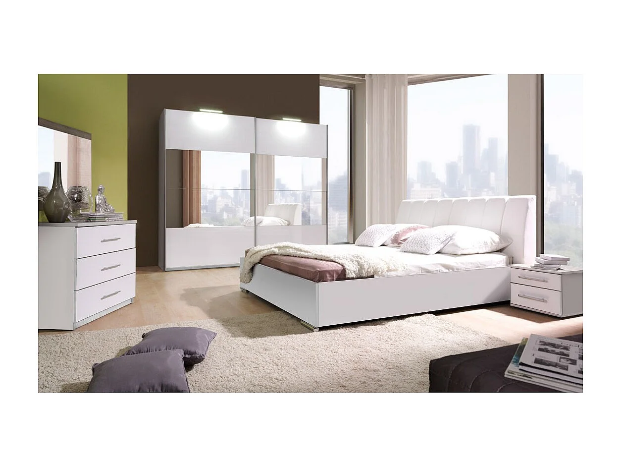 Cama diseño en cuero sintético VERONA. Cama de 160x200. Cama de dos plazas e incluye somier para dormitorio.