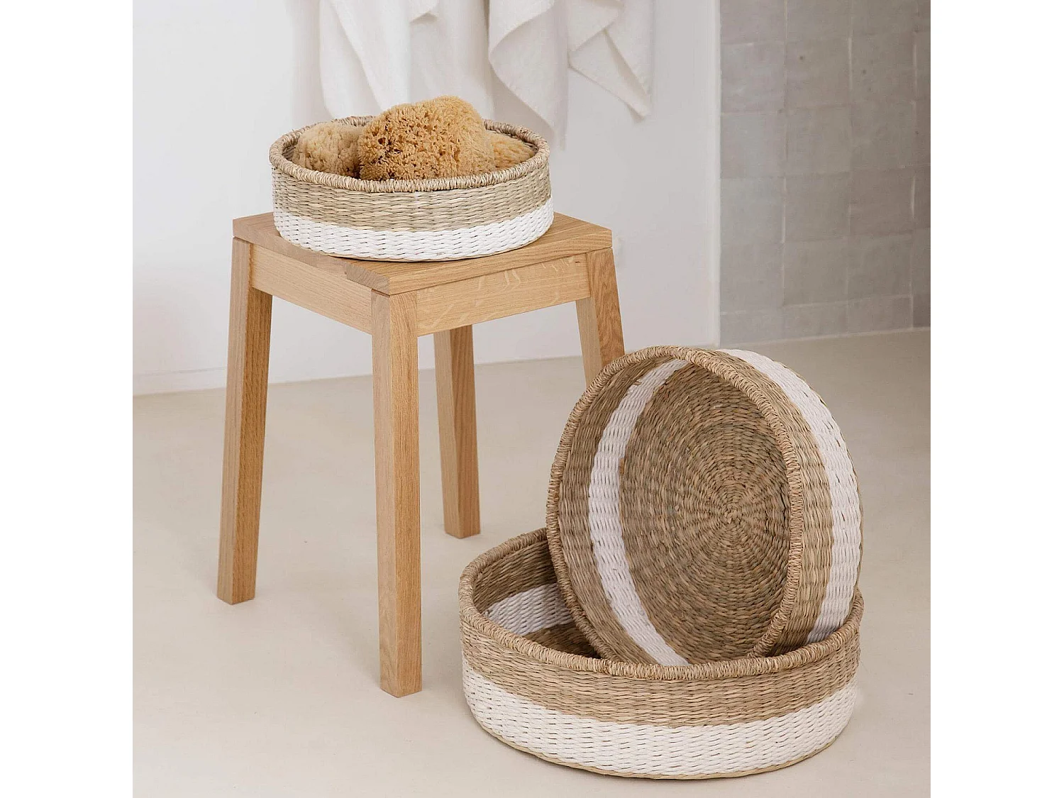 Habitat - Lot de 3 paniers de rangement en jonc de mer - Naturel - Amicie