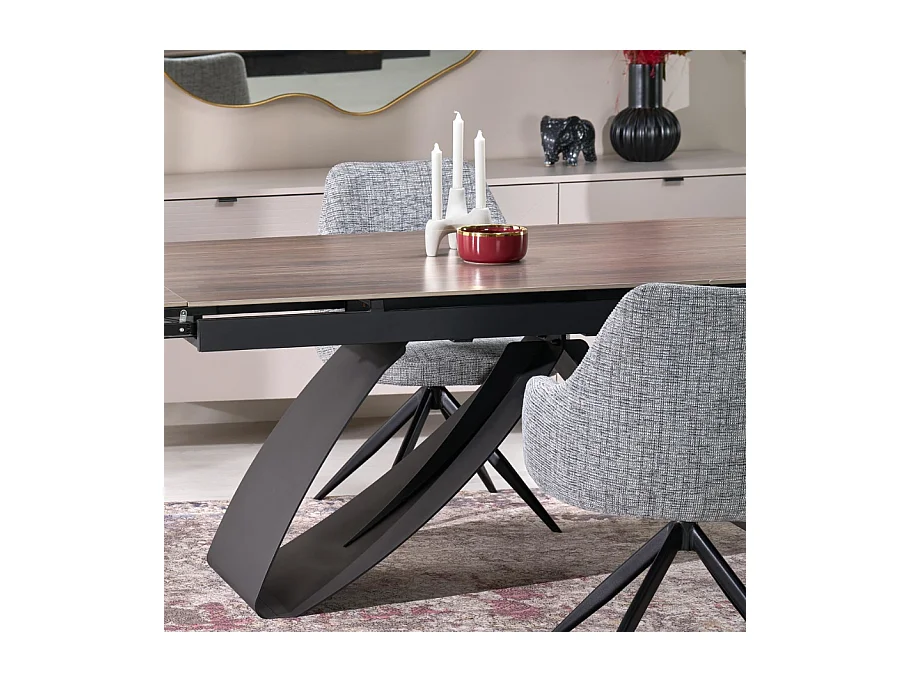 Table design extensible avec plateau aspect noyer 180-240 cm LIZZY