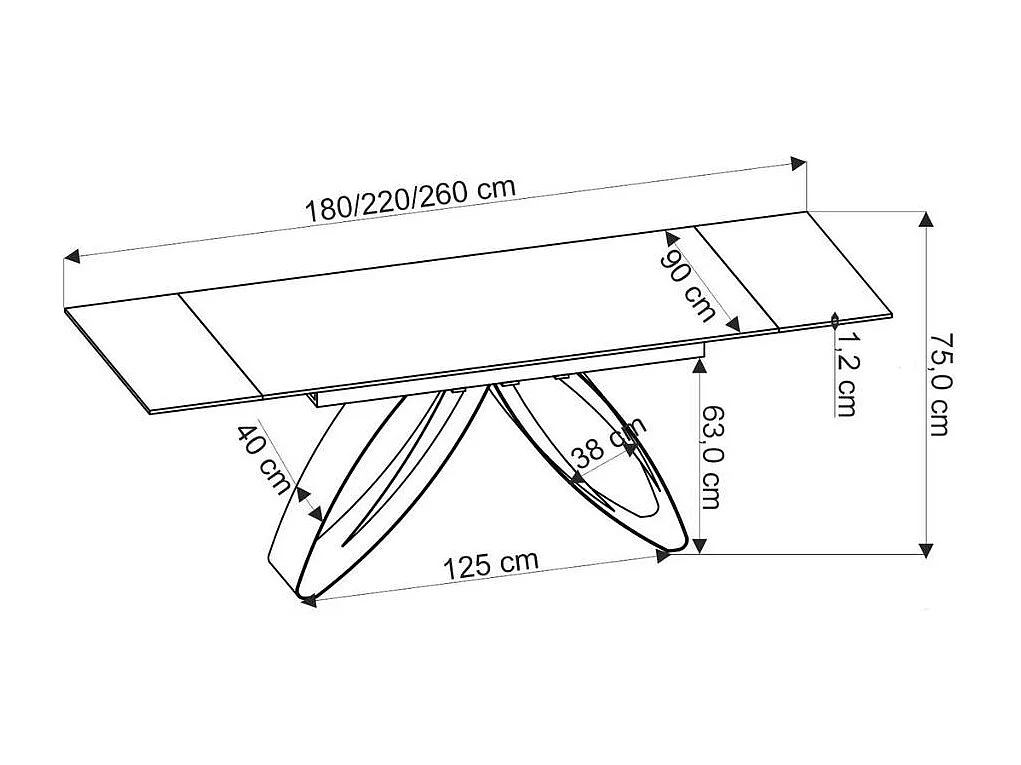 Table design extensible avec plateau aspect noyer 180-240 cm LIZZY