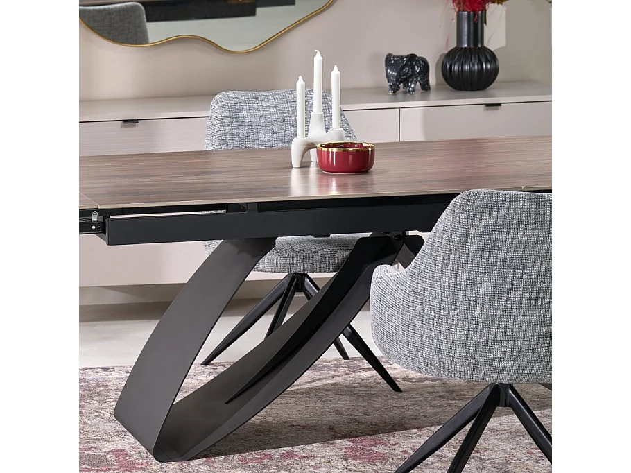 Table design extensible avec plateau aspect noyer 180-240 cm LIZZY