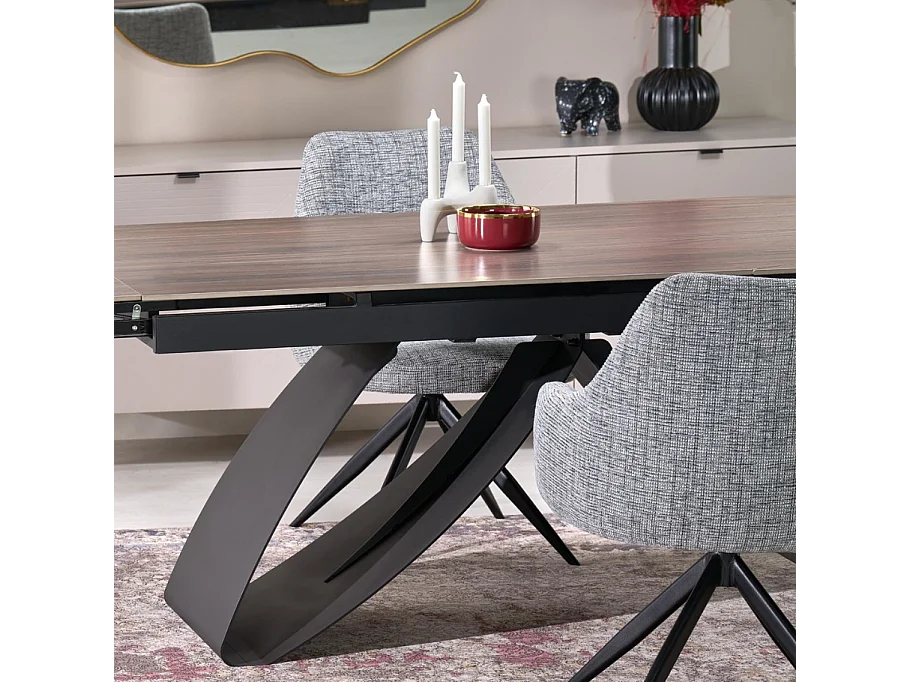 Table design extensible avec plateau aspect noyer 180-240 cm LIZZY