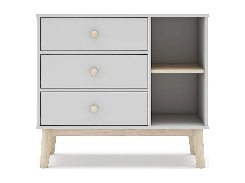 Commode enfant 3 tiroirs en bois blanc 90 cm - Elise