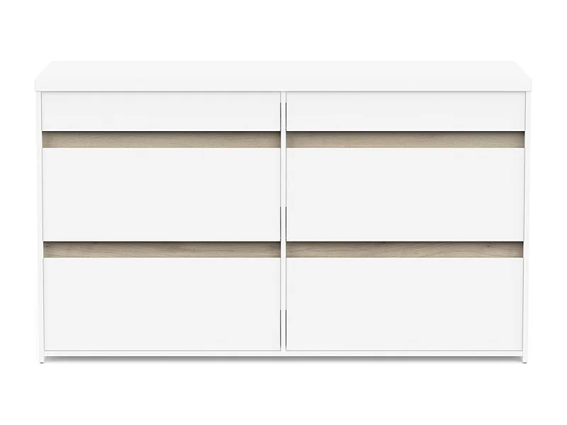 Commode 6 tiroirs décor chêne kronberg et blanc mat - CLYDE