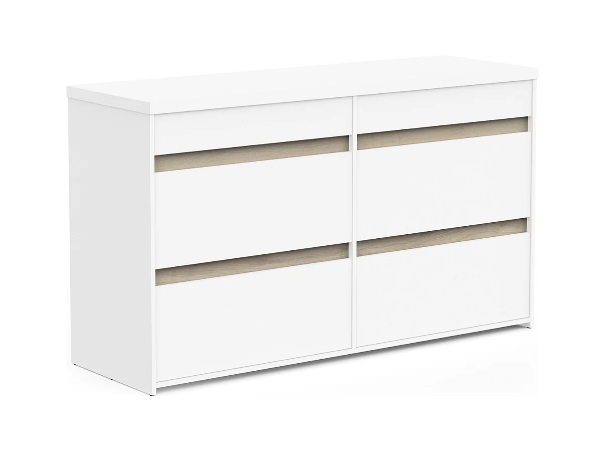 Commode 6 tiroirs décor chêne kronberg et blanc mat - CLYDE