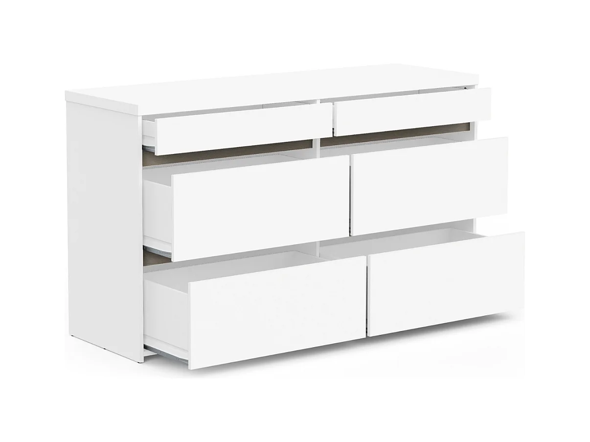 Commode 6 tiroirs décor chêne kronberg et blanc mat - CLYDE