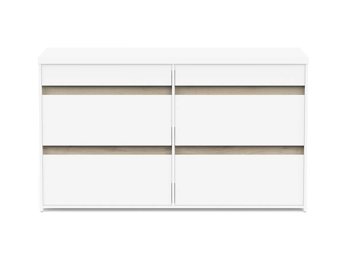 Commode 6 tiroirs décor chêne kronberg et blanc mat - CLYDE