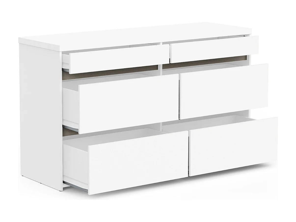 Comò 6 cassetti decorato in rovere Kronberg e bianco opaco - CLYDE