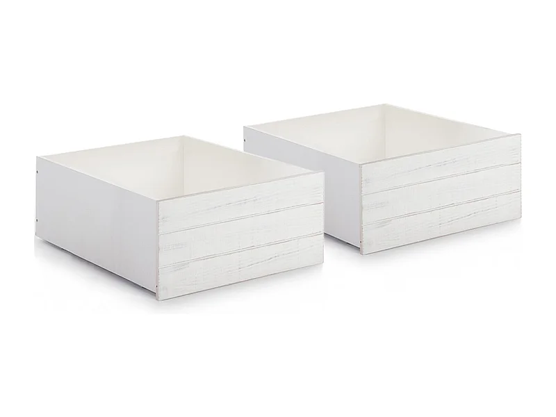 Lot de 2 tiroirs pour lit cabane enfant rustique 90x190 cm en bois blanchi / gris - Martin