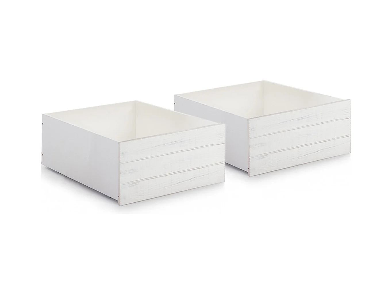 Lot de 2 tiroirs pour lit cabane enfant rustique 90x190 cm en bois blanchi / gris - Martin