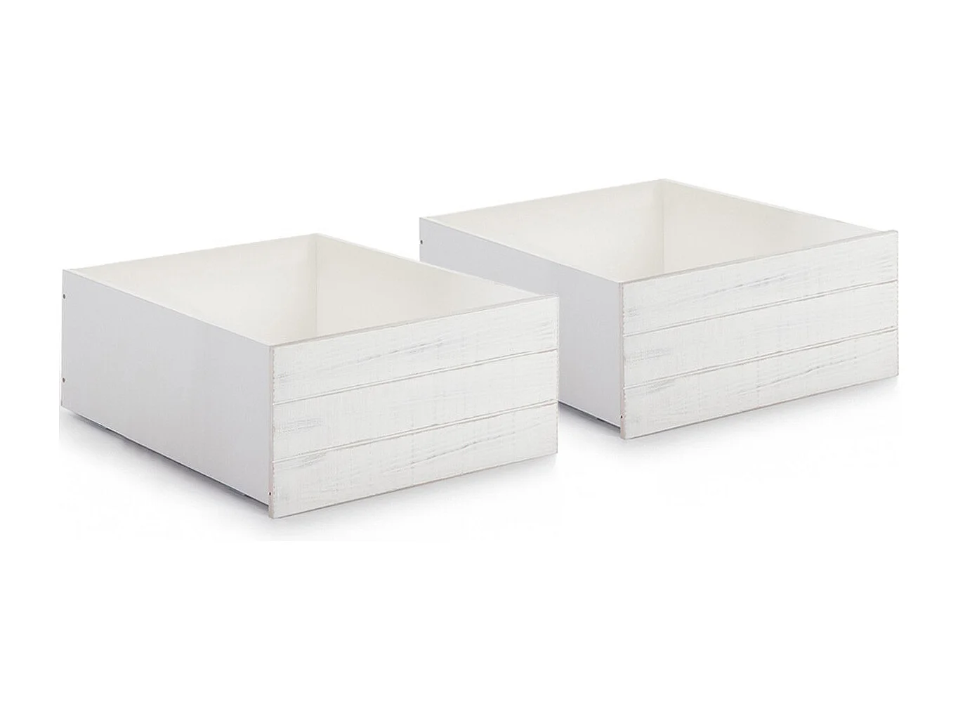 Lot de 2 tiroirs pour lit cabane enfant rustique 90x190 cm en bois blanchi / gris - Martin