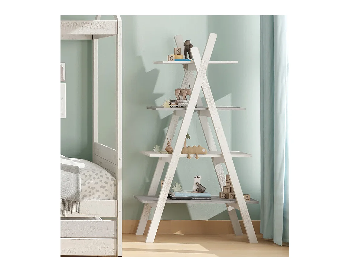 Etagère tipi enfant en bois gris et blanc H146 cm - Sue